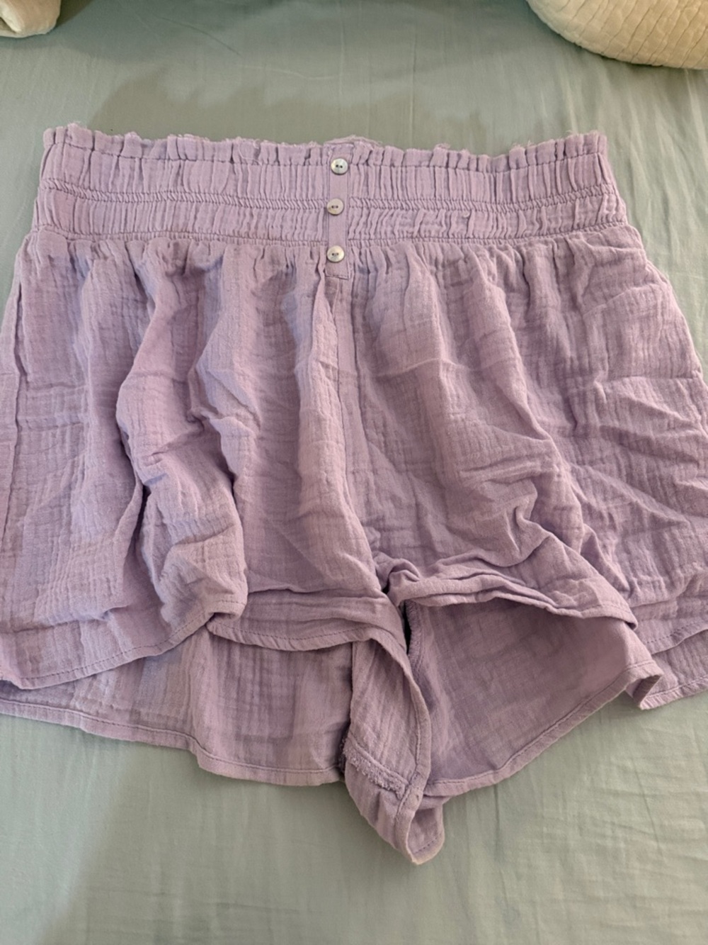 mi ami Light Lavender Smocked Waist Gauze Shorts